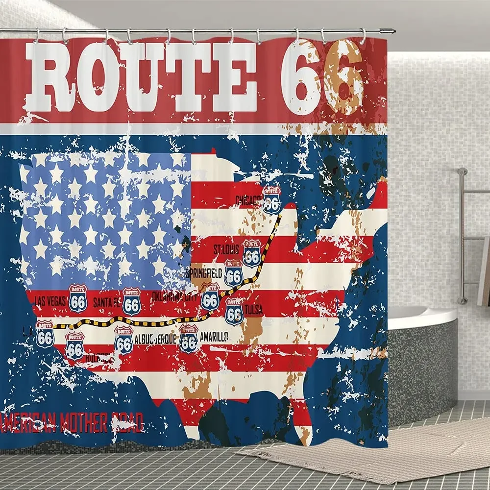 Us Historic Route 66 Shower Curtain By Ho Me Lili Vintage Mother Road Fabric Rustic Map With Hooks Bathroom Decor