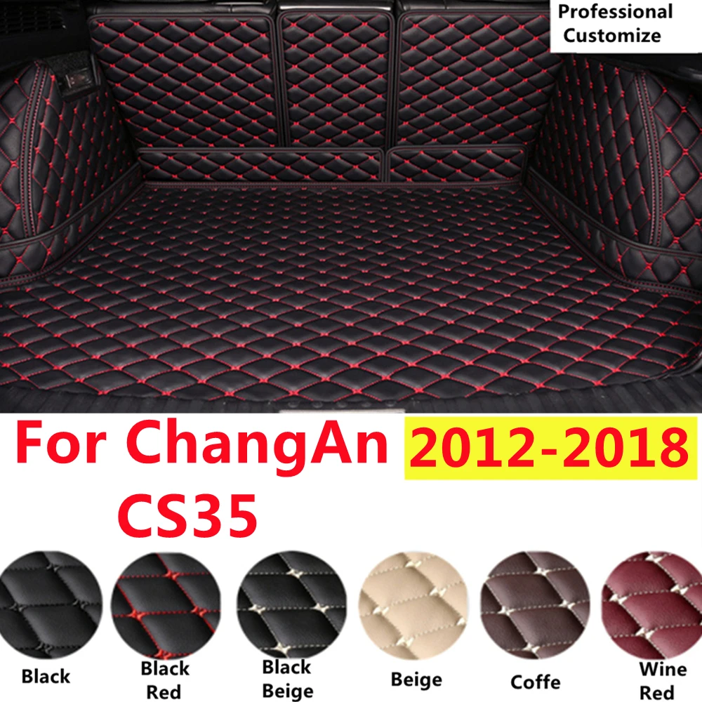 

SJ Full Set Custom Fit For ChangAn CS35 2018 2017-2012 Auto Fittings Car Trunk Mat Tail Boot Tray Liner Rear Cargo XPE Leather