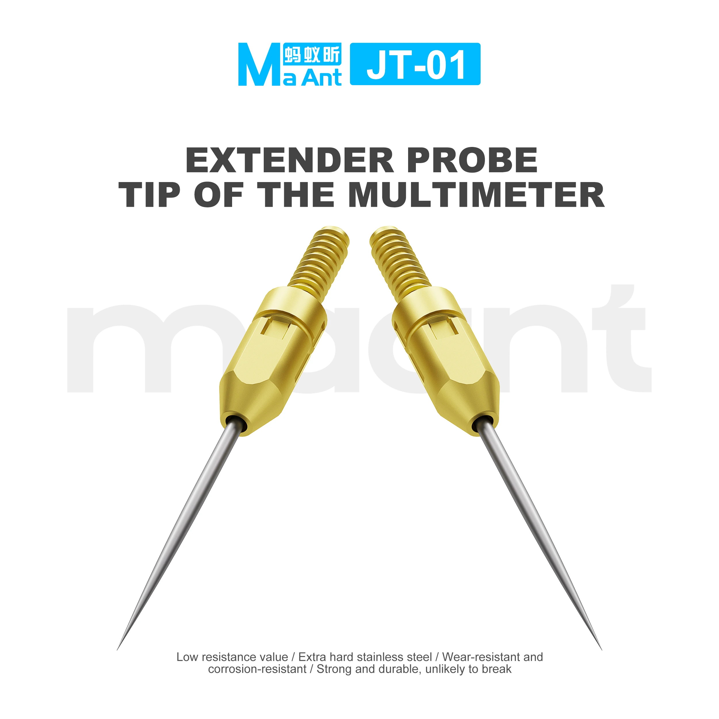 MaAnt JT-01 Stainless Steel Micro Probe Tip 0.1mm Sharp Needle Hard Alloy Probe Pin for SMD IC Testing & LED Measurement