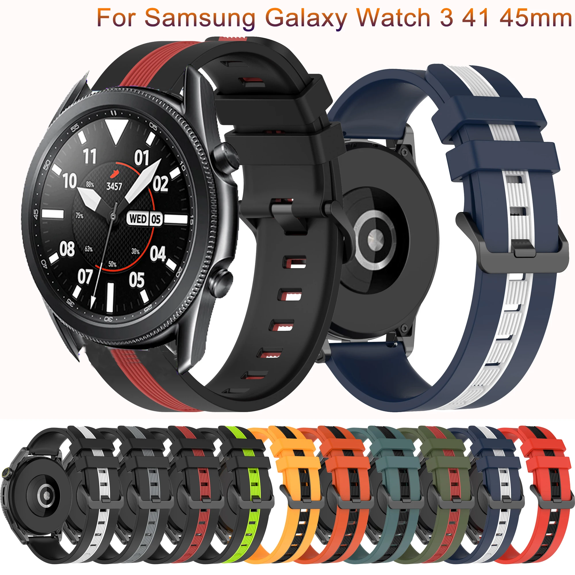 Nuovo cinturino in Silicone per Samsung Galaxy watch 3 45mm 41mm 42mm 46mm cinturino Sport Smart braccialetti braccialetto 20mm 22mm cinturino