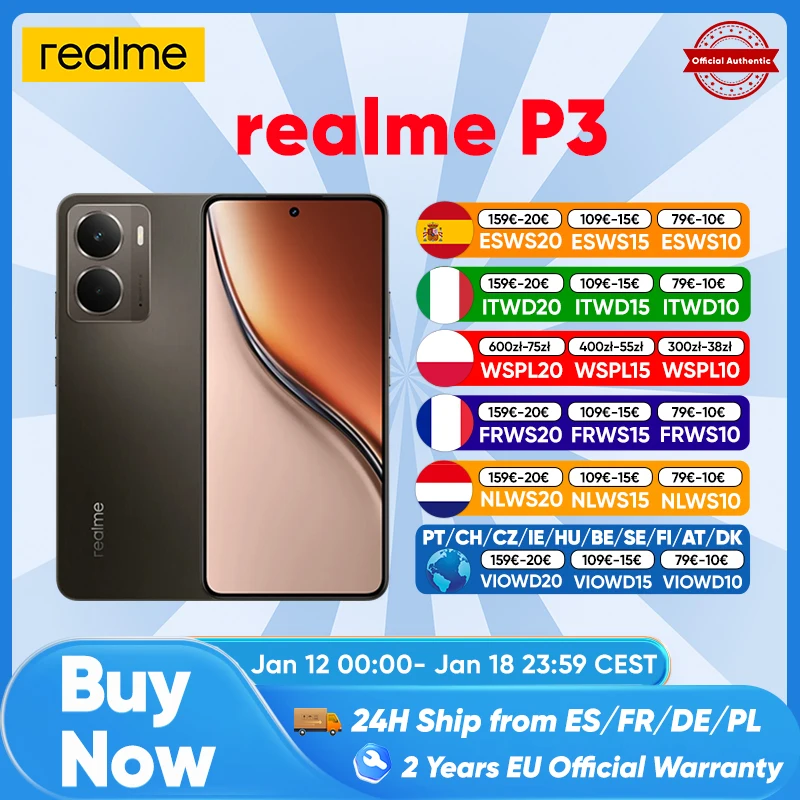 realme P3 5G Smartphone Android AI Snapdragon 6 Gen 4 Ecran AMOLED 6.67'' 120Hz Batterie 5260mAh Caméra AI 50MP Version mondiale
