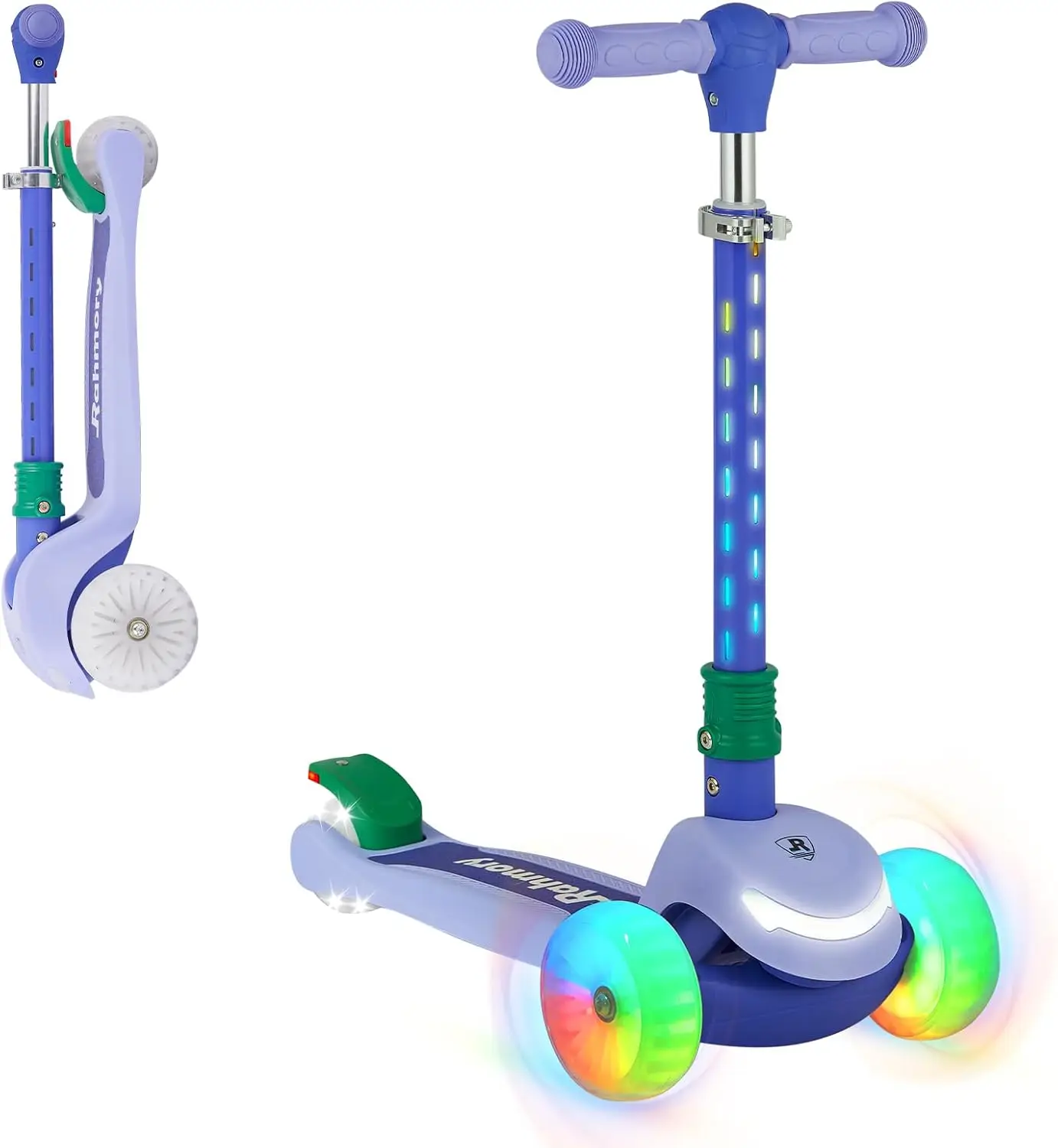 Upgrade 3-Wheel Light-Up Kids Scooter,Lights on Stem & Deck, 20 Different Light Patterns,Three Adjustable Heights,Lean to Steer