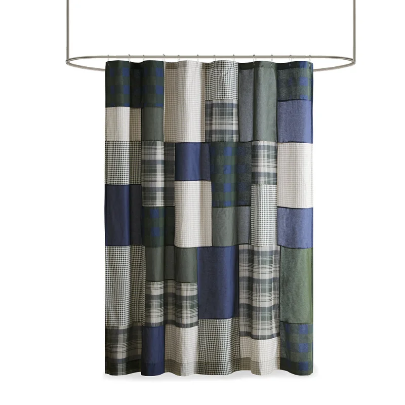 

1Pcs 72"W x 72"L Pieced Cotton Shower Curtain