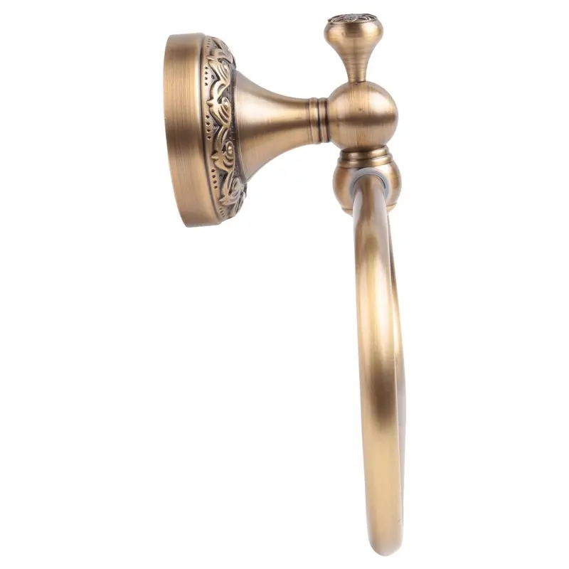 BAAJ-Oval Towel Ring Antique Brass Exquisite Pattern Carving Hanger Hand Towel Holder For Bathroom Kitchen Accessories