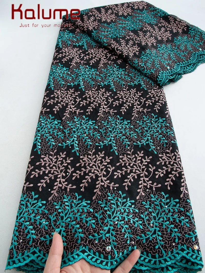 

Kalume 2025 африканская кружевная ткань с камнями, новейшая хлопковая кружевная ткань, высококачественная кружевная ткань для шитья, свадебной вечеринки F4507