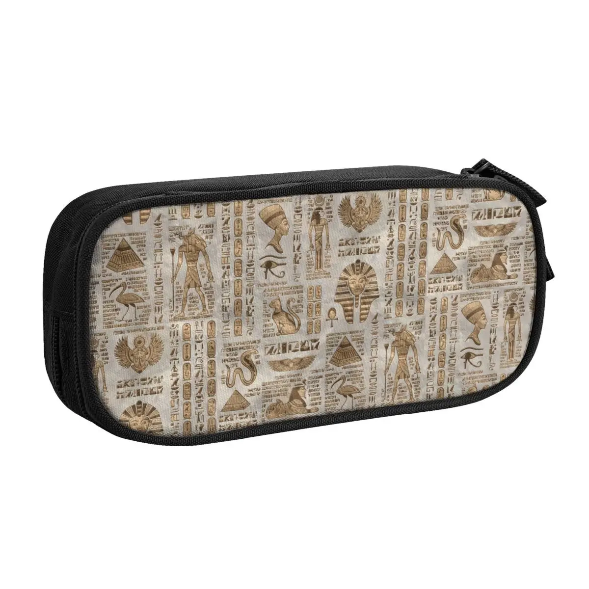 Custom Egyptian Hieroglyphs And Deities Korean Pencil Case Big Capacity Ancient Egypt Symbol Pencil Pouch Students Stationery