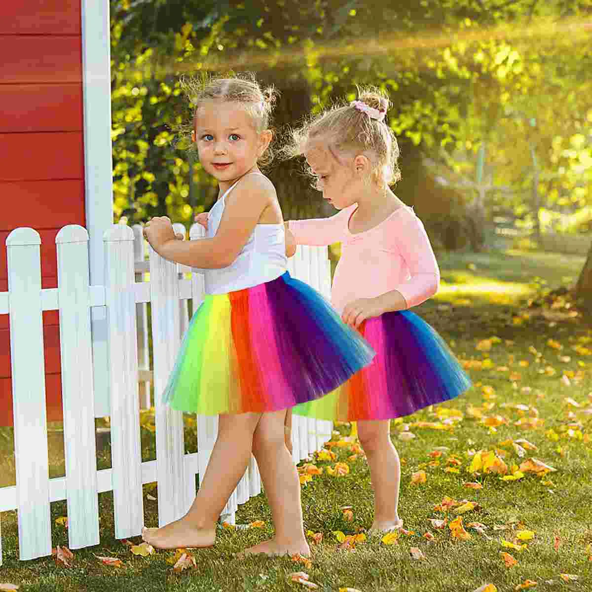 Fenical Kids Rainbow Tutu Skirt Baby Girl Costume Ballet Mesh Skirt for Carneval Party Dacing Performance Christmas Unicorn Head