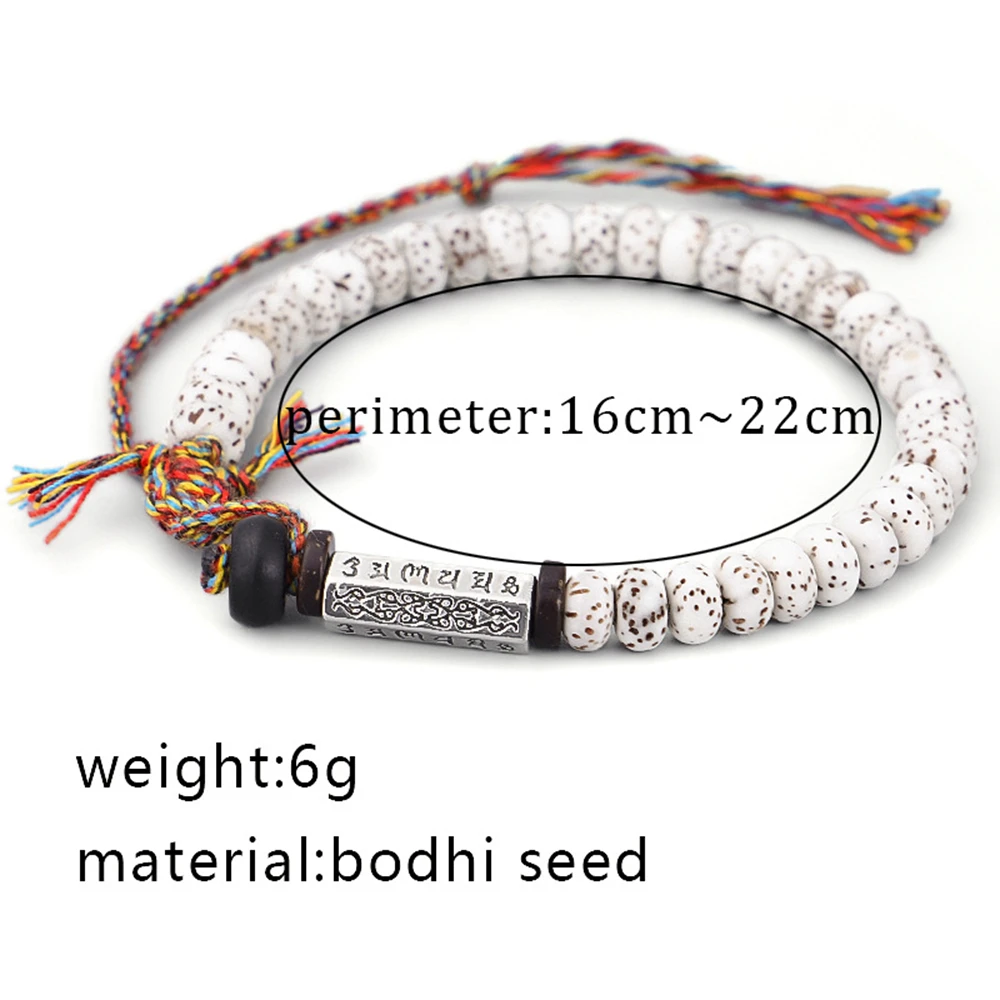 Tibetan buddhist Braided Cotton Thread Lucky Knots Bracelet Natural Bodhi Beads Carved Amulet Handmade Bracelet For Men