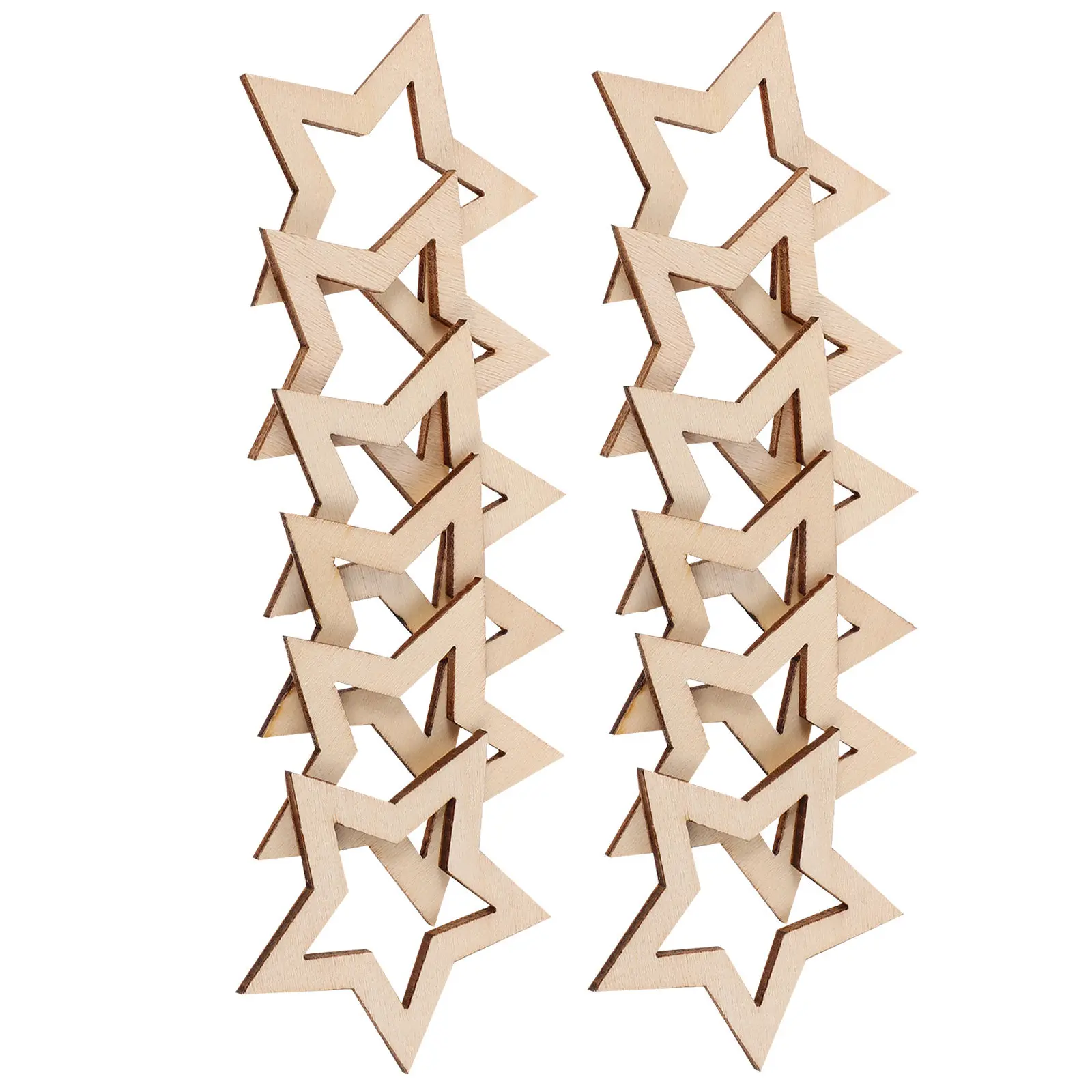 25Pcs Hollow Wooden Stars Unfinished Small Blank Wood Cutouts for Christmas Crafts Rustic Wall Art Decorations DIY Projects