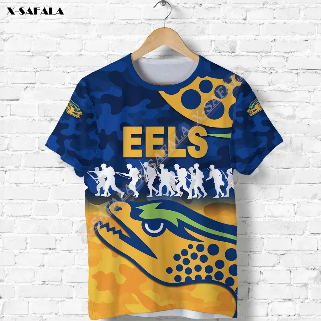 Australian Rugby Eels Anzac Day Kids Child 3D Print T-Shirts Top Tee Short Sleeve Casual Milk Fibe Better Than Cotton Breathable