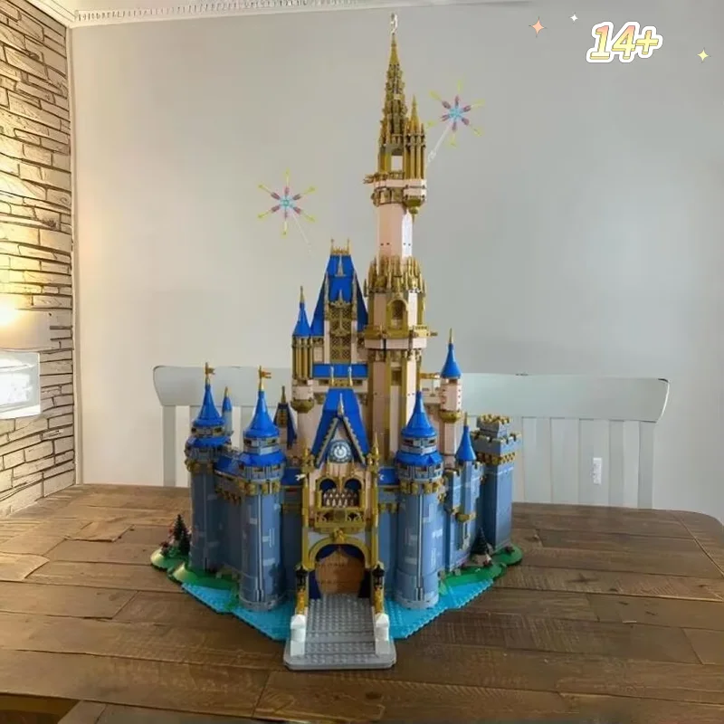 In Stock 4837pcs Large Castle Blue Yellow Architectural Building Blocks Assembly Display Models Collector Edition Birthday Gifts - view 3