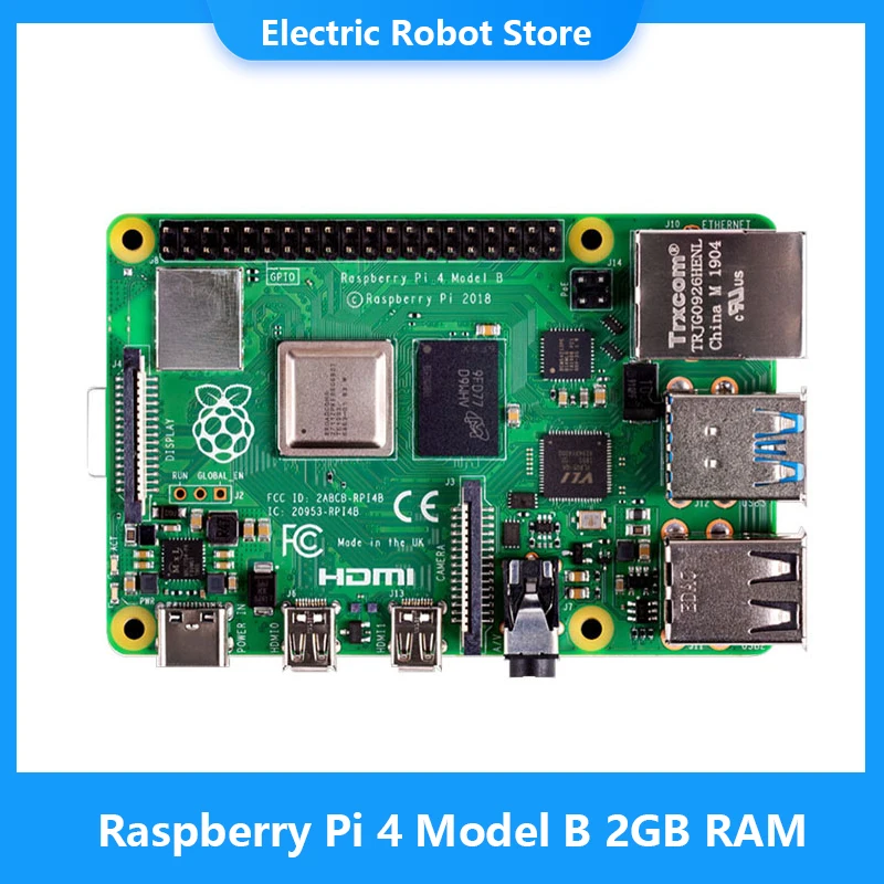 Raspberry Pi 4 Model B 2GB RAM Linux Development Board Cortex-A72 64-bit Quad Core 1.5GHz SOC 2.4&5.0 GHz WiFi Bluetooth 5.0