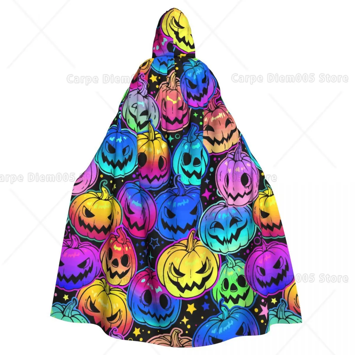 

Colorful Pimpkin Adults Unisex Halloween Cloak Velvet Cloak Cape Wizard Hooded Party Halloween Cosplay Costume