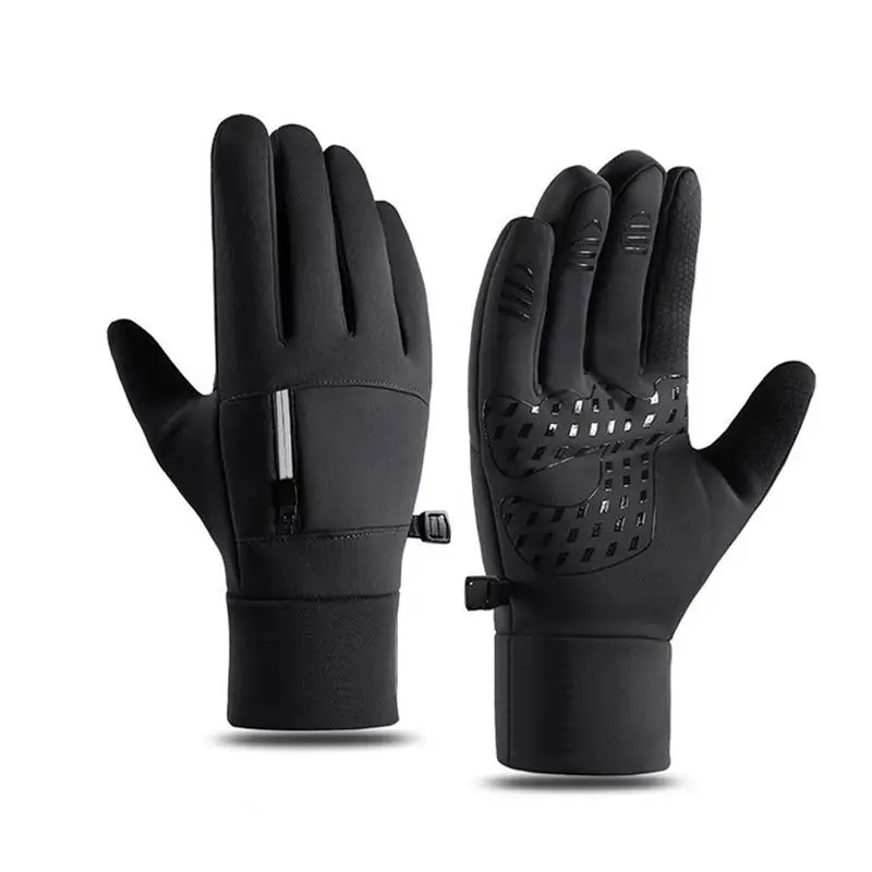 Winter-Touchscreen-Handschuhe für Radfahren, Motorradfahren, Skifahren, Outdoor-Aktivitäten, mit Reißverschlusstasche, wasserabweisend, rutschfest, Unisex, Fahrhandschuhe – Detail 6