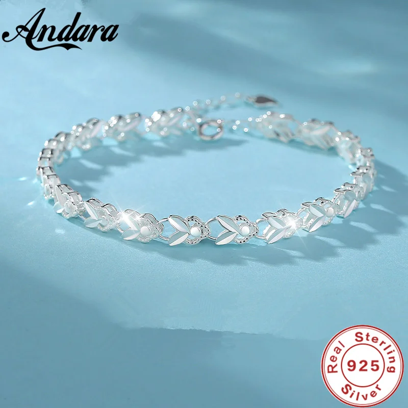 Andara 925 Sterling Silver Bracelet Lucky Cute Rabbit Bracelet For Women Engagement Party Jewelry Gifts