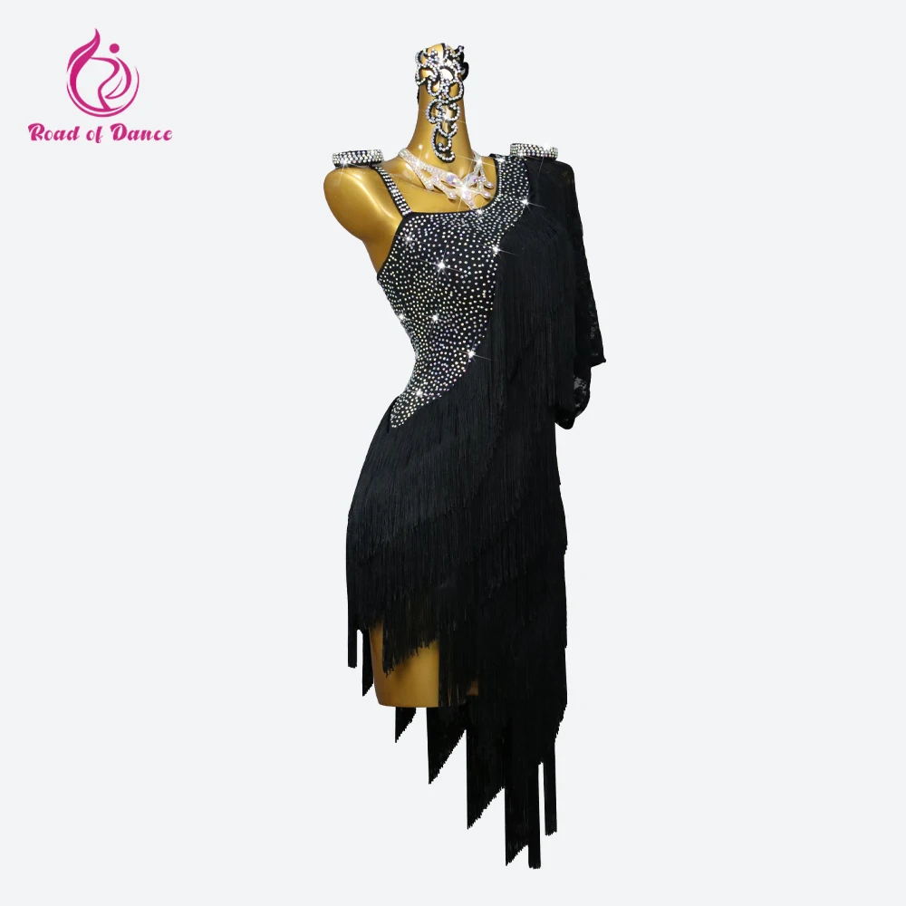 

Latin Dance Dress Women's Suit Fringed Skirt Sexy Clothes Girls Long Cabaret Wear Sports Ballroom Costume Dancewear Evening Prom