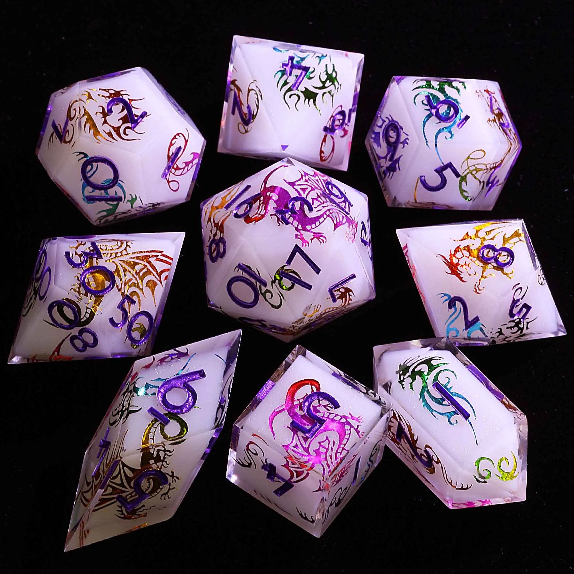 

Наборы из 9-гранной смолы D&D Dice Aurora Dragon Glyph