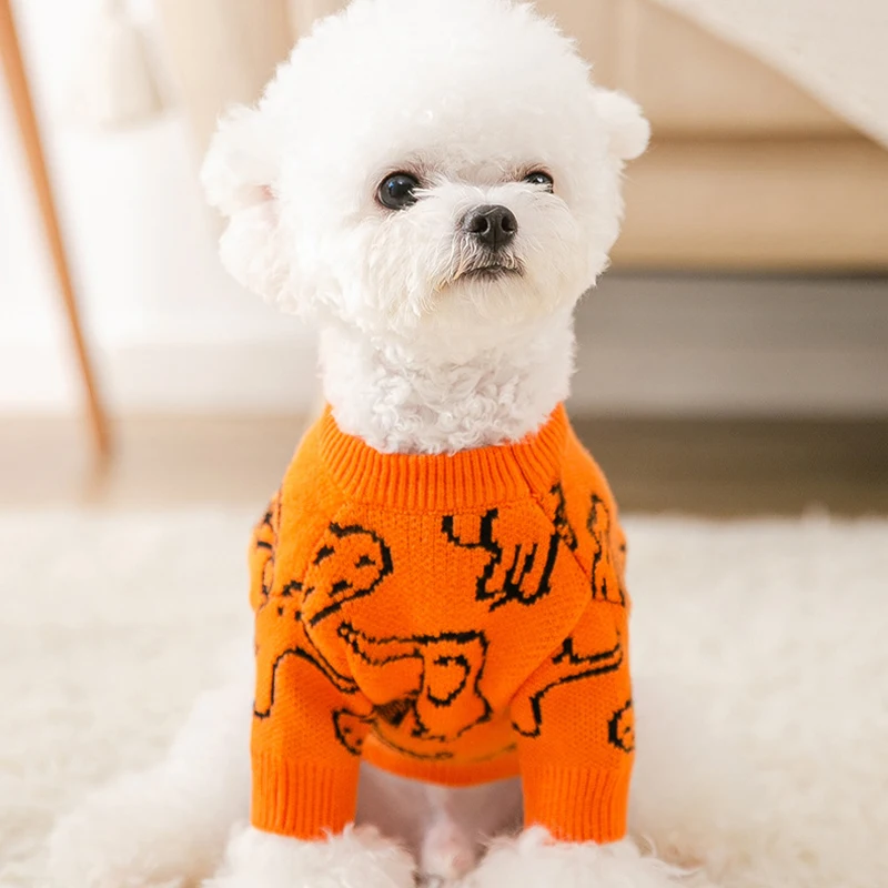 Fashion Animal Print Dog Sweater Winter Pet Dog Clothes Cute Soft Puppy Turtleneck Warm Cat Pullovers Pet Sweater Dog Supplies image 3