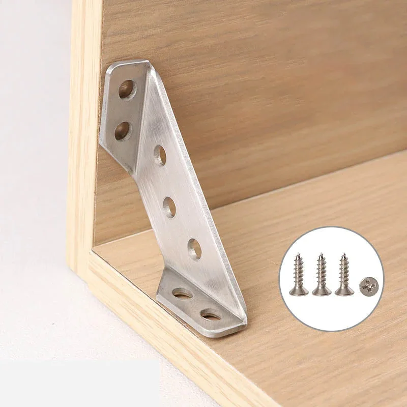 Heavy Duty Stainless Steel Corner Support Bracket for Furniture Cabinet Shelf Frame Reinforcement L Shaped Connectors with Screw