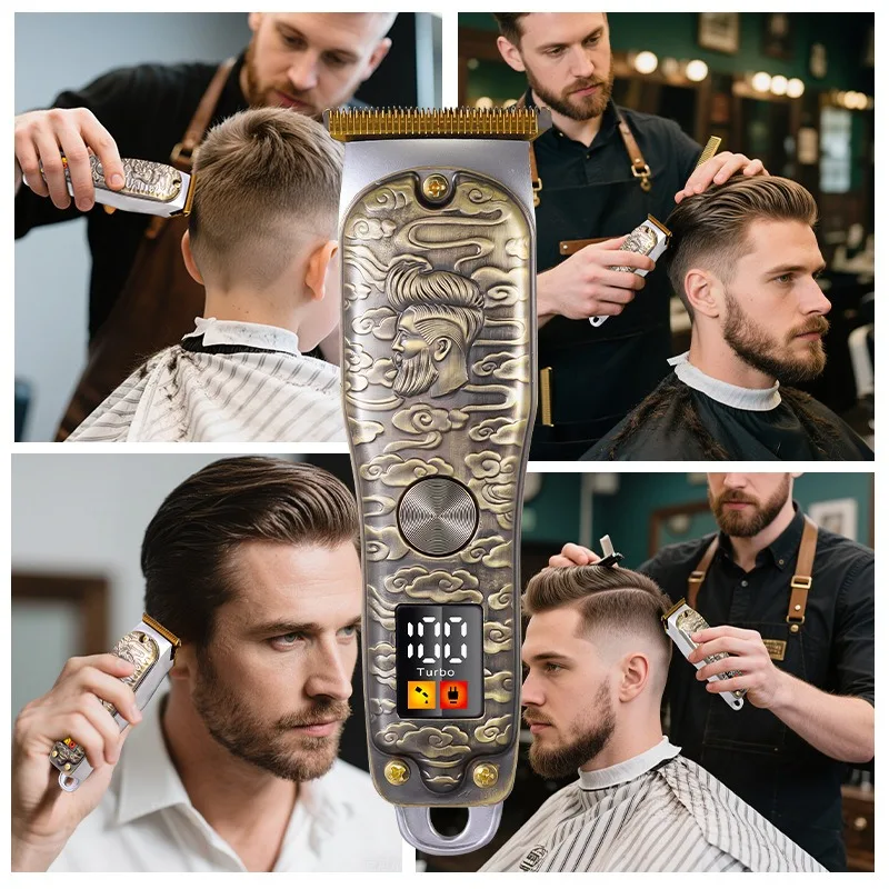 Digital Display Electric Hair Clipper, USB Rechargeable Zero‑Gap Trimmer for Salon & Home Hair Styling