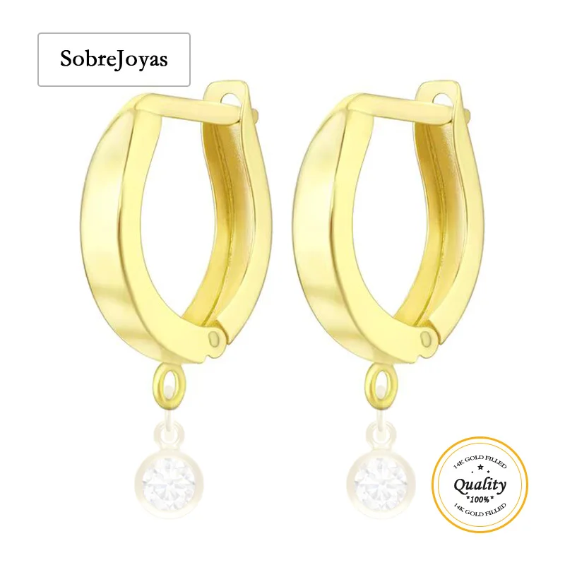 

14K Gold Filled Hoop Earrings for Round Huggie Hoop Earrings, Click-in Lever Back Earring, Top with Ring, DIY Earrings, 12mm