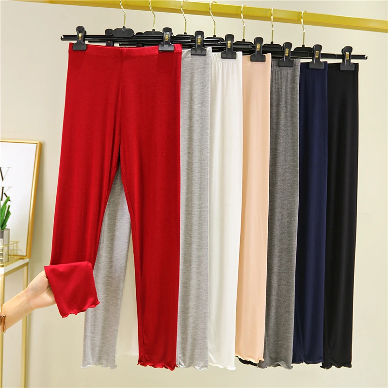 

Black Seamless Leggings Woman Design Vintage Fluorescent Retro Females Lady Cotton Knee Length Fitted Lace Trouser Bottom Medium