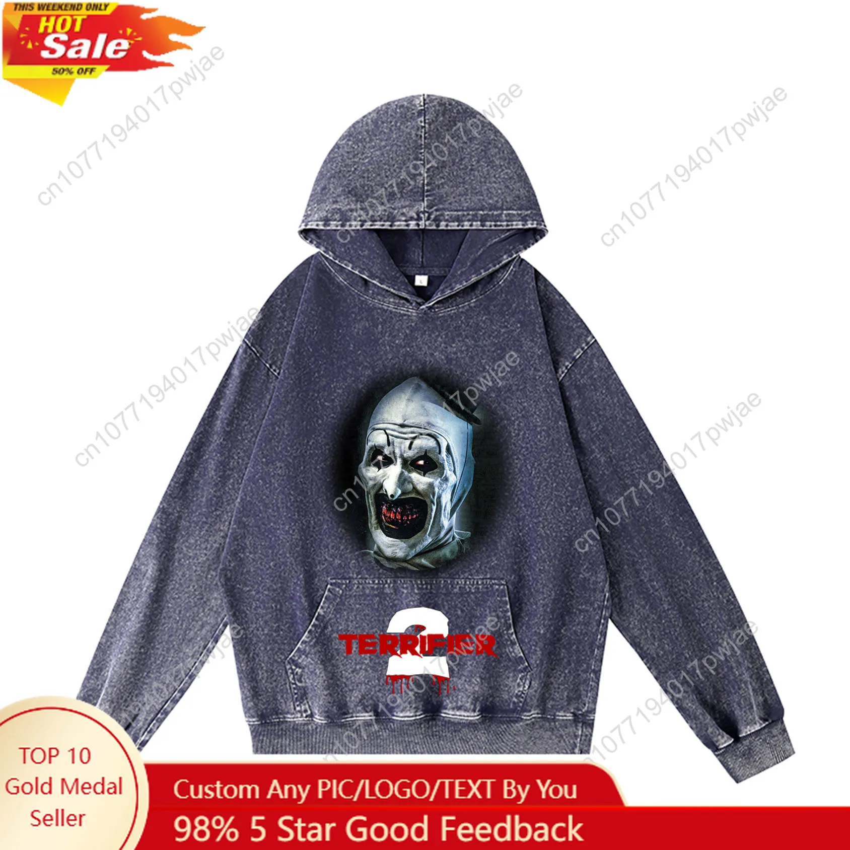 

Terrifier Clown halloween Hoodie Hooded Sweatshirt Men Woman Vintage Pullover Sweatshirt With Pocket Oversized Customized Top