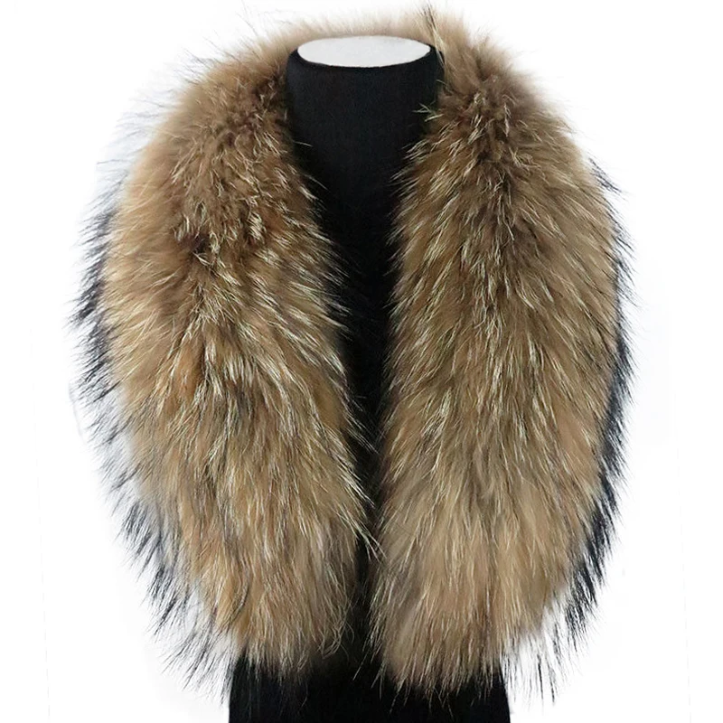 Women Natural 100% Real Raccoon Fur Collar Winter Neck Keep Warm Scarves Unisex Fashion Coat Raccoon Fur Scarf Genuine Big Shawl