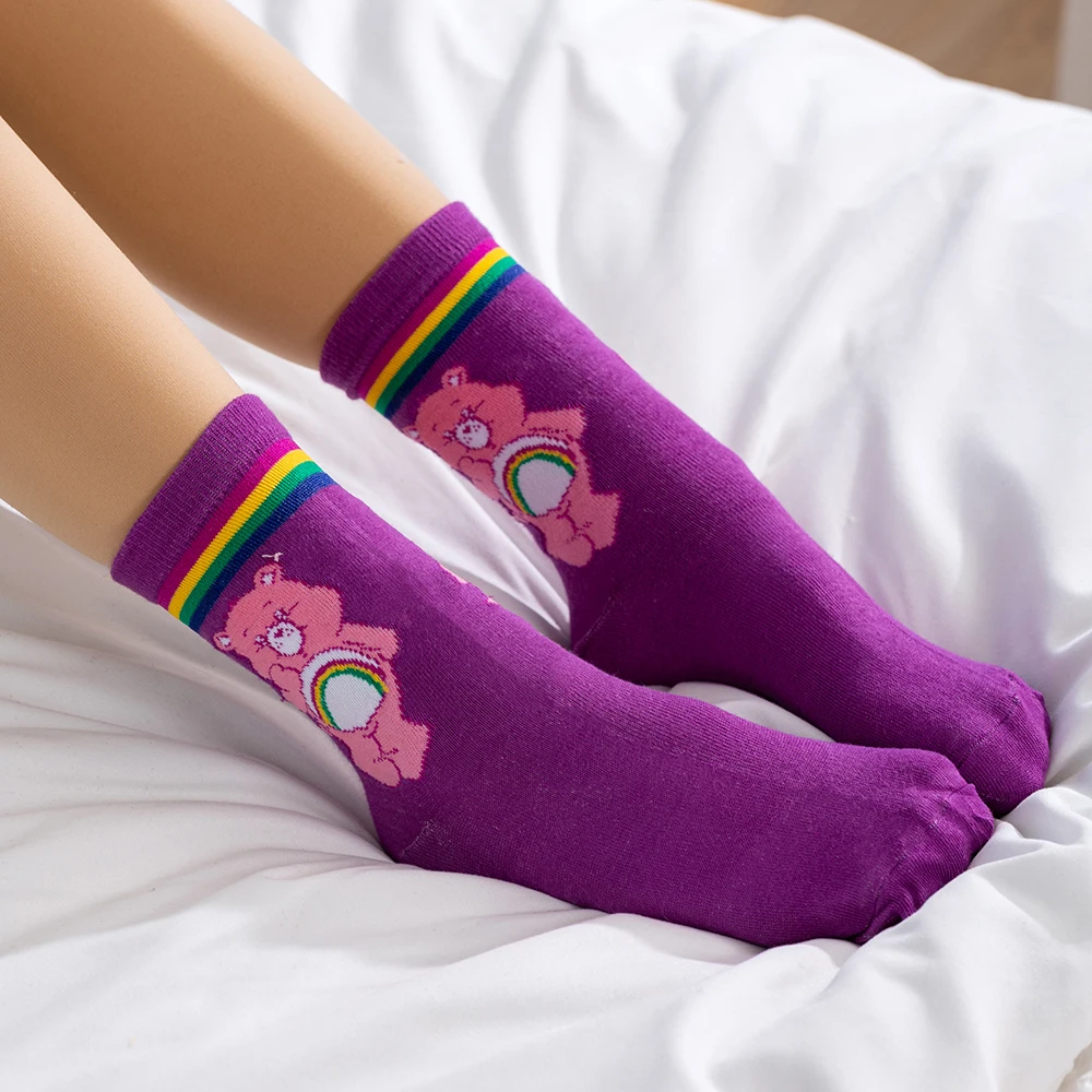 Care Bears Neue Cartoon-Damen-Mittelsocken, Kawaii-Bärenmuster-Mittelsocken, Mädchensocken, lässige weiche Socken – Detail 17