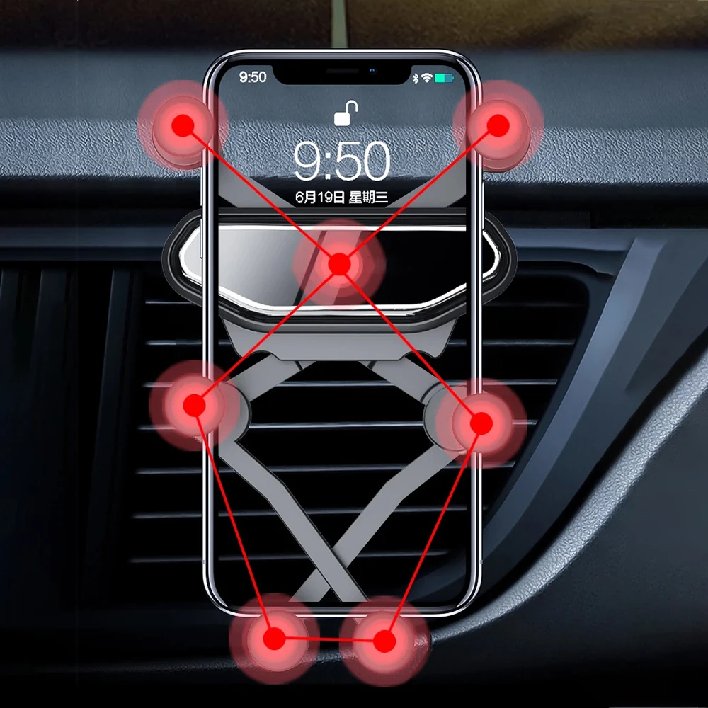 MVQF In Holder Klip Mobil Mount Gravitasi Ventilasi Udara untuk Huawei Xiaomi IPhone 13 12 Perangkat Ponsel Mobil Mini Mirror Stand