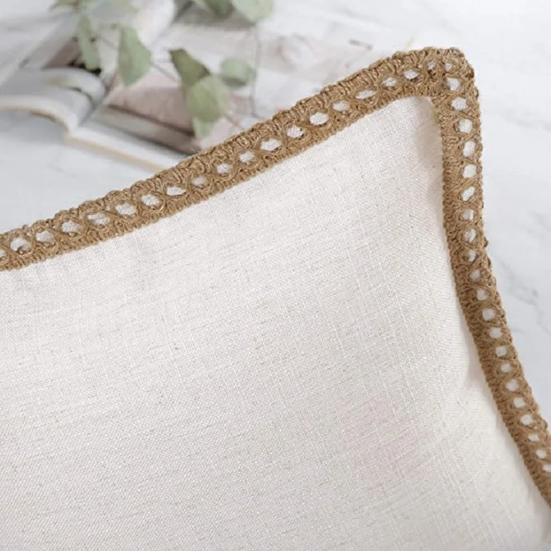 2PCS Khaki Linen Cushion Cover Throw Pillow Cover Decorative Pillows for Sofa Bed Velvet Luxury Sofa Cushions Case Home Decor