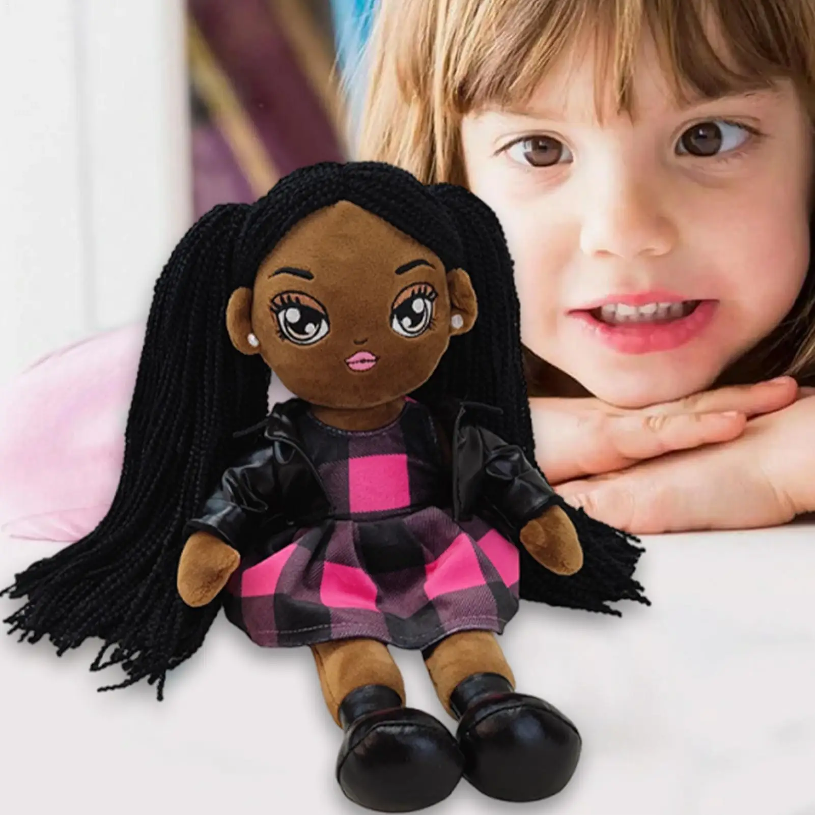 

30cm Cute Black Baby Dolls Plush ToyLifelike Stuffed African America Fluffy Soft Doll Kids Toys Birthday Gift For Children Kids
