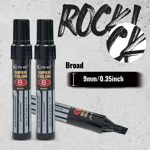 2-Pack Jumbo Broad Tip Black Marker Pens for Address & Identity Protection, Extra Wide Chisel Point, Fast-Drying Ink, High Cover