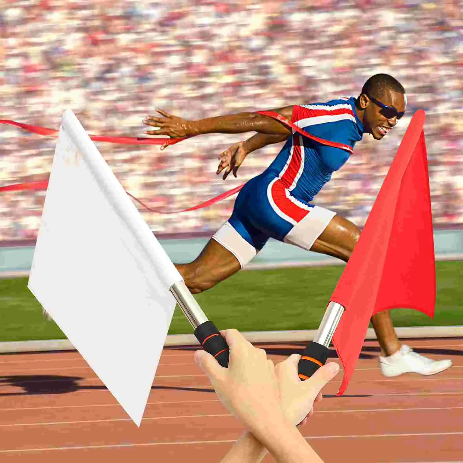 Drapeau de bordure d'arbitre, 2 pièces, drapeaux de Signal de correspondance, voitures de course de conduite, tissu pour tout-petits