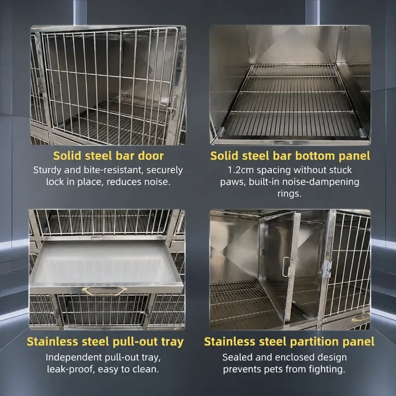 Three Layer Stainless Steel Small Dog Cage Multi Layer Pet Kennel Hospital Inpatient Cage Display Cabinet