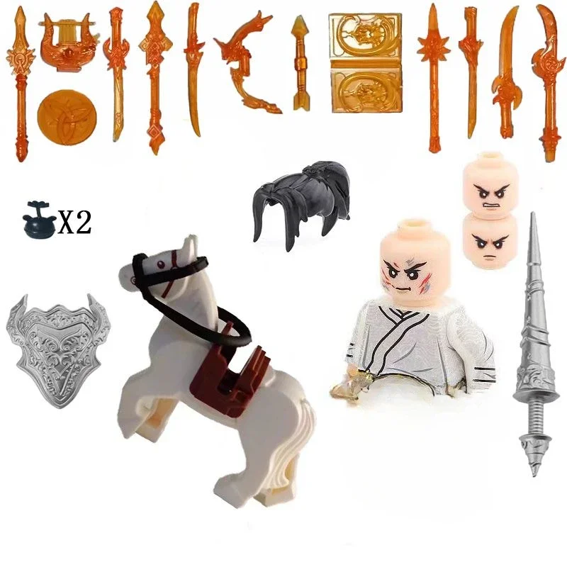 Three Kingdoms War Generals Building Blocks Man Model Assembled Ornaments Toys for Children's Gifts Holiday Desktop Decoration