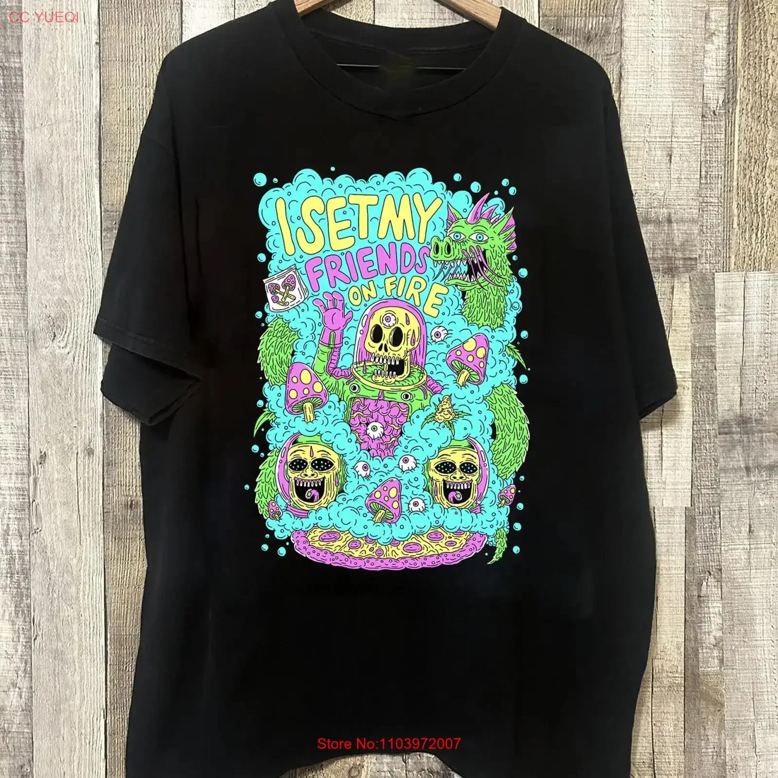 Trend I Set My Friends On Fire Schwarzes S-5XL T-Shirt HRB660 Vintage Washed Designer-Kleidung Grafik-Top für Alltagskleidung Casual