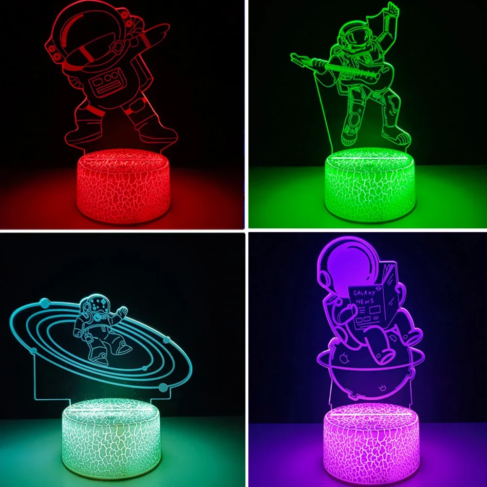 Astronaut Space Themed 3D Led Night Light Spaceman Dimmable Atmosphere Table Lamp Children Bed Room Decor Christmas Gifts