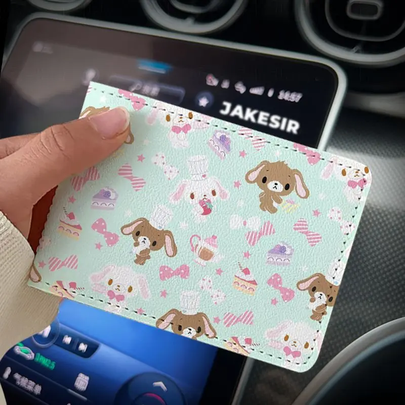 New Cute Sugarbunnies 4 Card Slots Driving License Holder Cartoon Pu Leather Student Id Bank Card Protective Cover Couple Gift