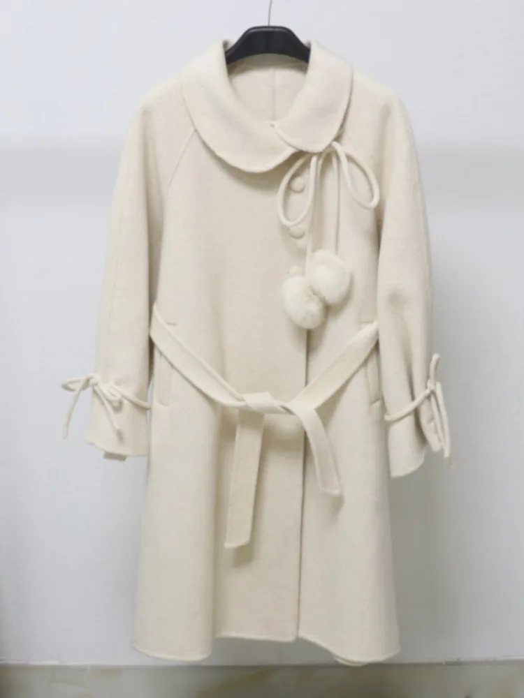 ZMEENNA Stilvoller langer Dufflecoat aus Wollmischung für Damen, lässige und warme Winteroberbekleidung mit Vordertaschen ZM4079