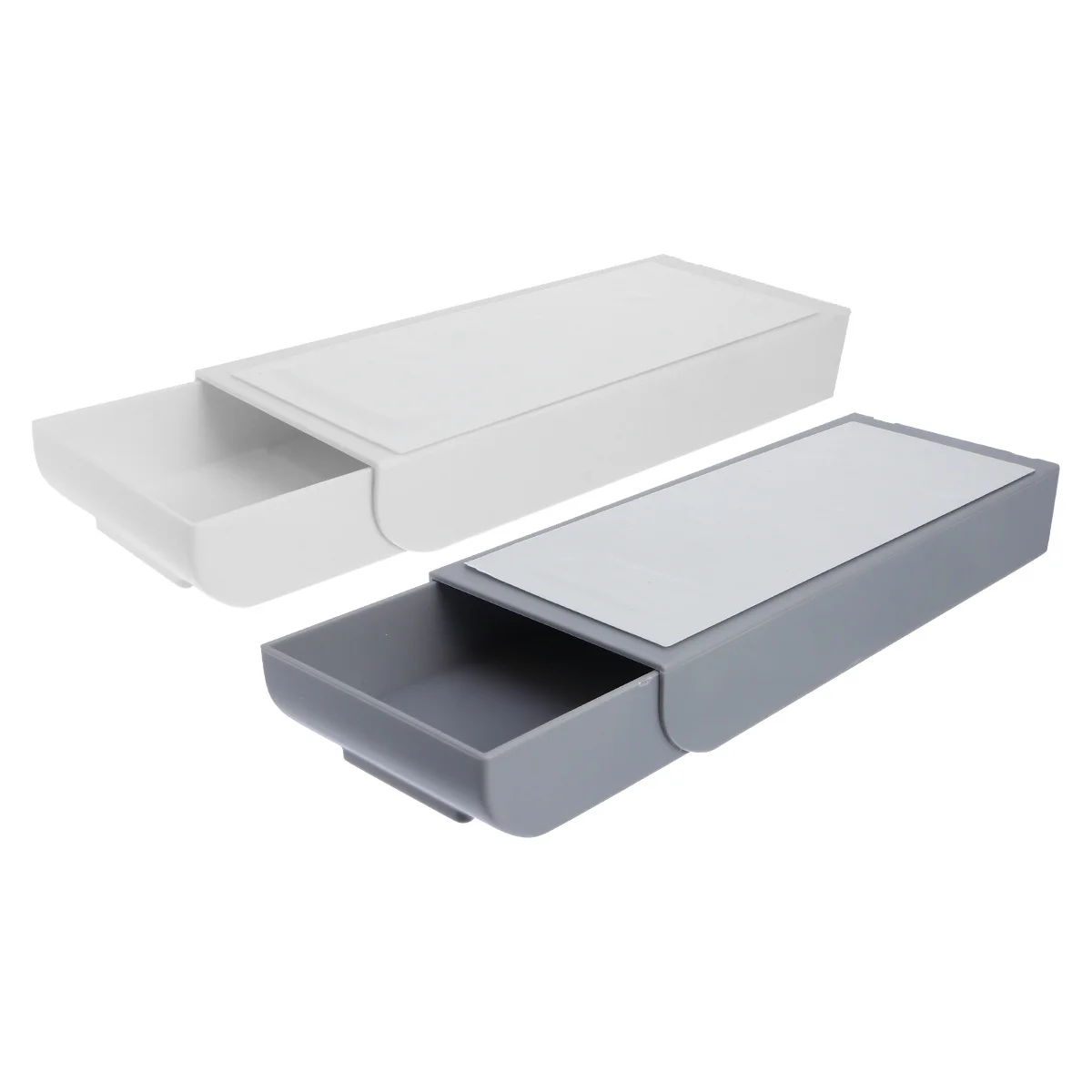 2Pcs Under Desk Pen Drawer Adhesive Hidden Storage Box Organizer for Stationery Electronics Cosmetics Under Table Drawer