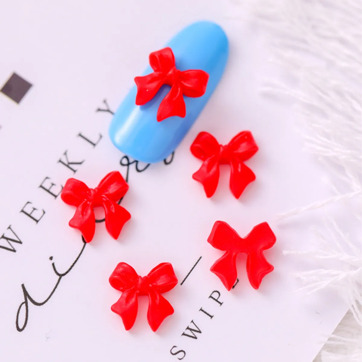 

100Pcs Butterfly Knot Nail Art Stones Flat Back Cabochons for DIY Crafts Bright Color 3D Nail Decorations Charms