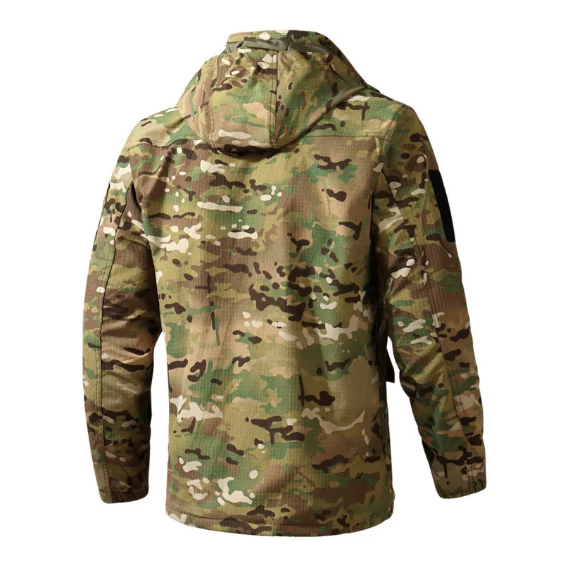 Autumn And Winter Men\'s Fleece Lined Jacket  Thick Warm Workwear Camouflage Windbreaker Outdoor Hiking Casual Jacket And Coats