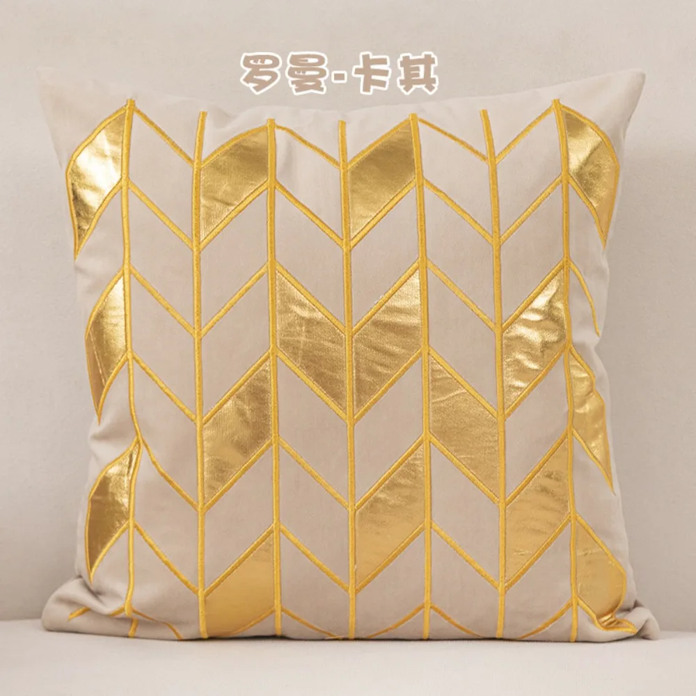 CIFBUY Luxurious Golden Bronzing Thick Velvet Cushion Cover 45x45cm Decorative Throw Pillow Case for Sofa Bedroom