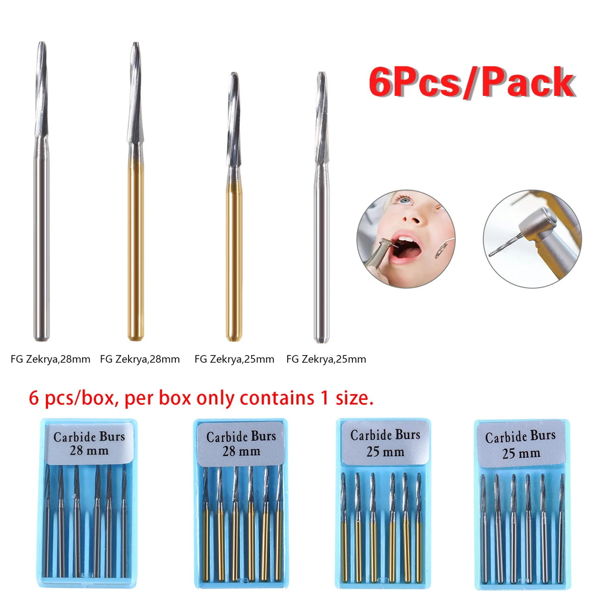 Dental Tungsten Steel Carbide Burs FG/Endo/FGXL/RA for High/Low Speed Handpiece Tungsten steel Dental Lab Or Clinic Use