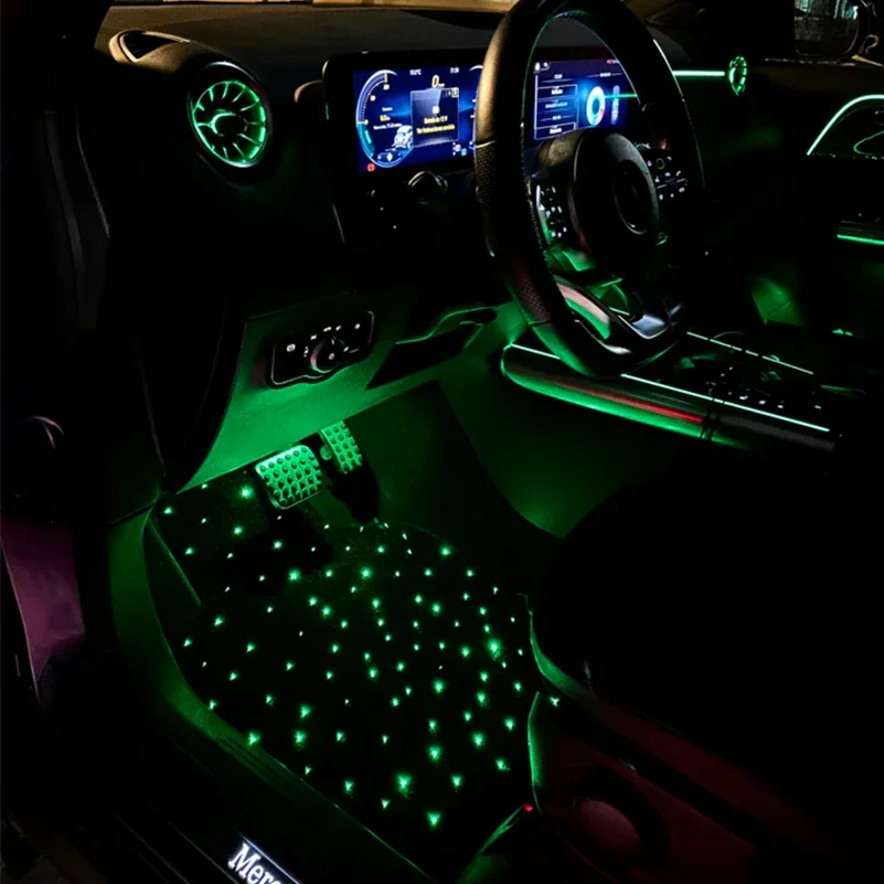 2025 latest illuminated car floor MATS, General Starry Sky car floor MATS, Fiber Starlight car carpet 4-piece set interior modif