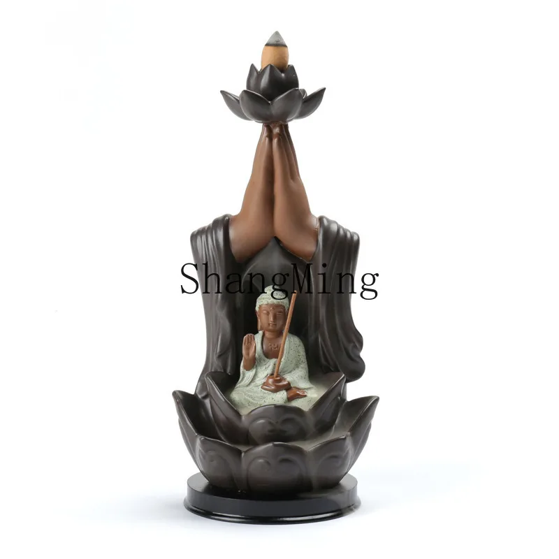 

PYH Ceramic Backflow Incense Burner Creative Ornament Backflow Incense Burner Ceramic Bergamot Guanyin Rulai