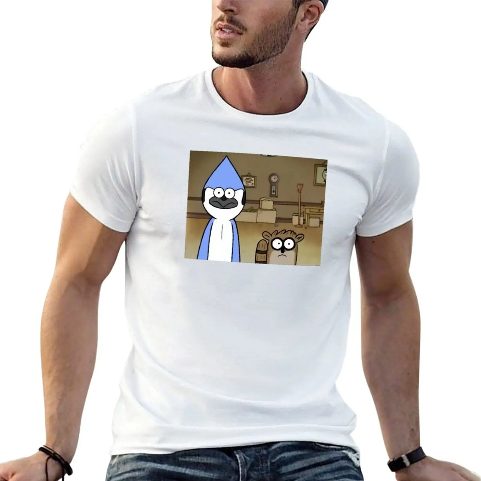 Negro para paquete de camiseta algodón t Mordecai algodón Rigby hombre camiseta lisa y paquete camisa