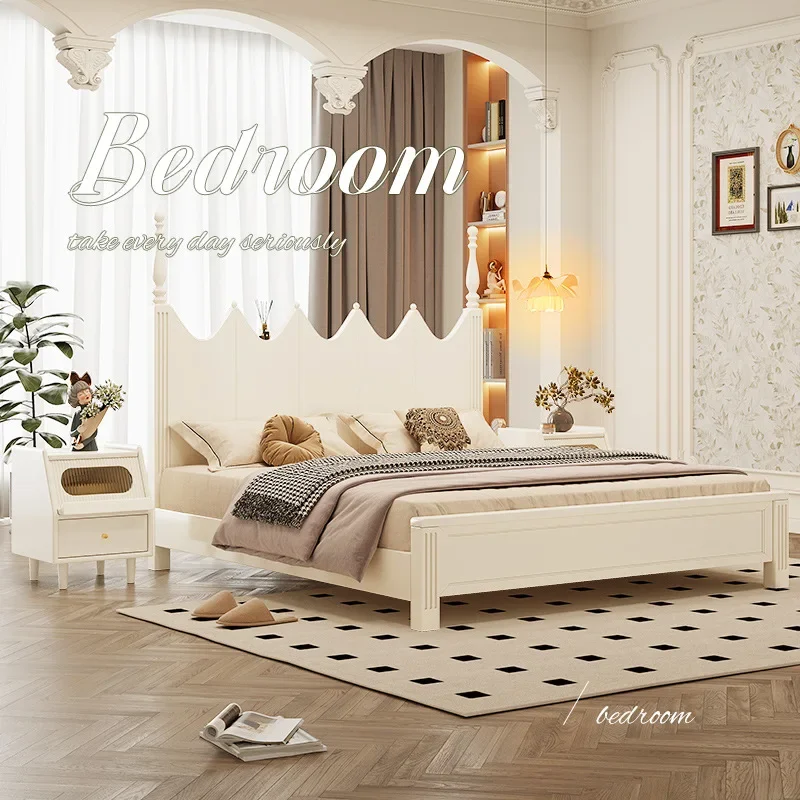 

Двуспальная кровать XXMHousehold из массива дерева, 1,8 метра, для главной спальни, легкая роскошная кровать из высококачественного массива дерева.