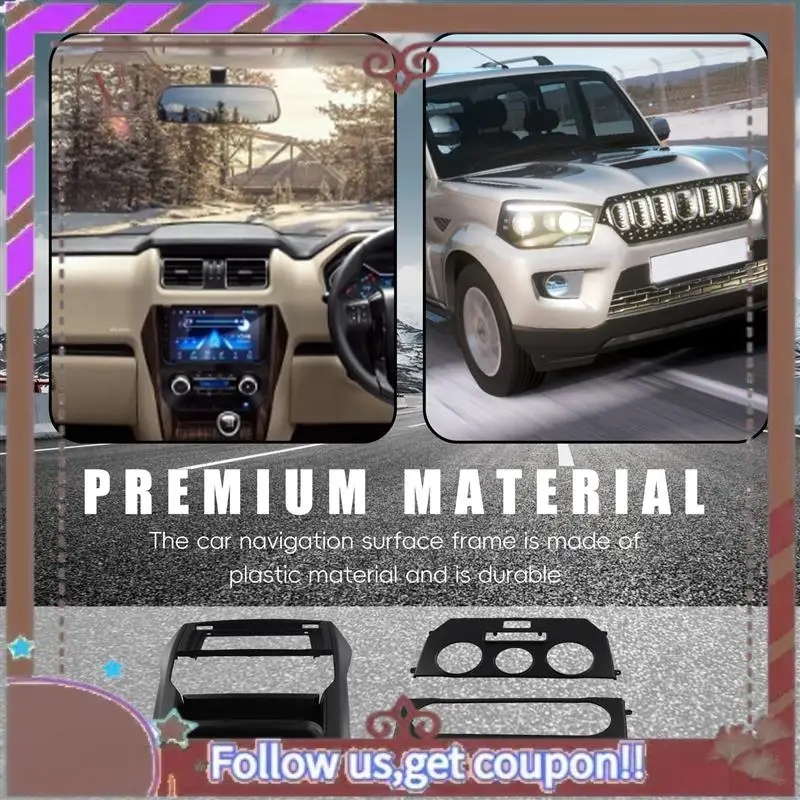 

A57E-9 Inch Car Fascia Radio Panel For Mahindra Scorpio S6 2018+ Dash Kit Install Facia Console Bezel Adapter GPS Plate Cover